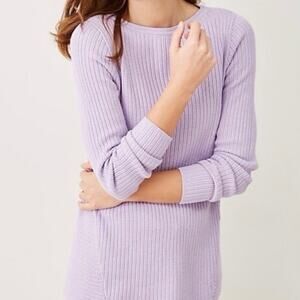 J. JILL Women's PLUS Size 1X Ribbed Crew Neck Sweater Lavender Purple